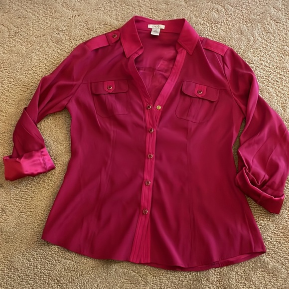Cache silk button down blouse - Picture 1 of 7